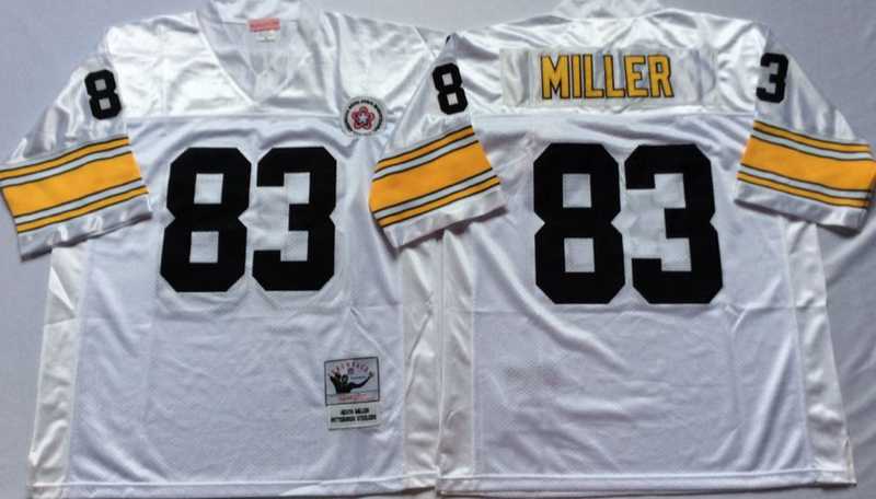 Steelers 83 Heath Miller White M&N Throwback Jersey->nfl m&n throwback->NFL Jersey
